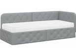 Vidaxl Struttura Letto Ad Angolo Con Materasso Grigio Chiaro 80 X 200 Cm Tessuto
