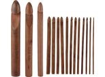 15 Ganci Per Uncinetto, 20 Cm, Carbonizzati, Grandi, Ergonomici, Extra Spessi, Ganci Per Uncinetto In Bambù Per Principianti