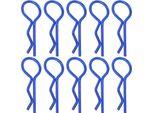 10 Pezzi Rc Car Shell Clip Rshape Metallo Corpo Clip Perni Per 1/5 1/6 1/8 1/10 Auto (Blu)