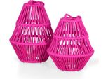 Casa Padrino Set Di Lanterne Da Giardino Rosa - Accessori Per La Decorazione Del Giardino E Del Patio