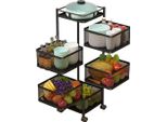 Carrello Da Cucina Su Rotelle 6 Ripiani / Portaoggetti Girevole RE92 Nero
