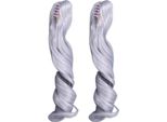 2PCS Bambola Capelli Parrucca Ad Alta Temperatura Morbida Seta Clip Tipo Romano Ricci Bambole Trama Haze Blu