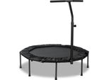 Trampolino Fitness - Mini Trampolino Con Maniglia - Ø 127 Cm - Maniglia Regolabile In Altezza - Pieghevole - Per Adulti - Interno/Esterno - Nero