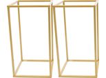 Portafiori Per Matrimonio - Portafiori Rettangolare - Set Di 2 - Ferro - 22×22×40 Cm - Misura S - Per Decorazione Tavola/Centrotavola - Oro