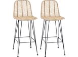 Vidaxl Sgabello Da Bar 2 Pezzi Naturale 44,5 X 53 X 111 Cm Rattan E Ferro