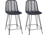 Vidaxl Sgabello Da Bar 2 Pezzi Nero 44,5 X 54,5 X 97,5 Cm Rattan E Ferro