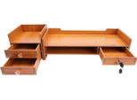 Supporto Per Monitor Per Computer - Organizzatore Da Scrivania Con Cassetti - Mdf - Rettangolare - Elevazione Ergonomica - Ecologico - Look Ciliegio Marrone