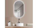 Hoko Specchio Da Bagno Con Illuminazione A Led Ovale 60X100Cm, Specchio Da Parete Antiappannamento Con Interruttore A Sfioramento, Cambio Luce A Led, Funzione Memoria
