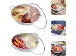 Pentola - Acciaio Inox 28 Cm - Con Divisorio - Coperchio In Vetro - Adatto A Forno E Piano Cottura - Nero
