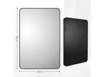 Specchio Da Bagno - Rettangolare A Parete 90X60 Cm - Vetro Temperato - Cornice In Alluminio - Acciaio Inox - Con Ingrandimento - Moderno - Bianco
