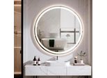 Specchio Da Bagno A Led - Specchio Da Parete Rotondo 80 Cm - Vetro Di Sicurezza Temprato - Non Si Appanna - Dimmerabile Con Sensore Touch - 3 Colori Di Luce Con Memoria - Senza Cornice - Rosso