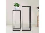 Set Di 2 Portapiante - Portavaso Quadrato - Metallo - Da Interno/Esterno - Indipendente - Per Soggiorno, Terrazza, Giardino, Matrimonio - Nero
