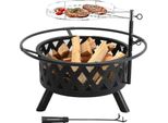 Ciotola Per Il Fuoco - Focolare Da Giardino Con Griglia - Ghisa - Griglia A Carbone - Griglia Regolabile In Altezza - Parascintille - Facile Da Pulire