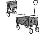 Carrello Pieghevole - Carrello Da Giardino/Trasporto - Portata 80 Kg - Volume 110 L - Pneumatici Di Gomma, Telaio In Acciaio, Tessuto Oxford - Dimensioni Pieghevoli 76 X 51 X 20 Cm - Grigio