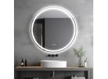 Specchio Da Bagno A Led - Specchio Da Parete Rotondo 80 Cm - Senza Nebbia - Sensore Touch Dimmerabile - 3 Temperature Di Colore - Cob Led - Bianco