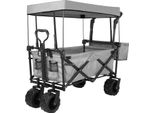 Carrello Da Giardino - Carrello Pieghevole - Volume 262 L - Portata 115 Kg - Tetto Rimovibile - 4 Pneumatici All-Terrain 20 Cm - Telaio In Acciaio, 600D Oxford - Grigio