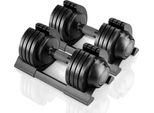 Manubri Regolabili - Set Di 2 - Fino A 20 Kg Per Manubrio - Piastre In Acciaio - Impugnatura Sicura - Design Compatto - Blu
