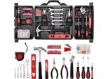 Set Di Utensili - Utensili A Mano Con Cricchetto - Metallo - Per La Casa, Il Garage E I Lavori In Legno - Valigetta Portautensili - Rosso