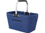 Cestino Pieghevole - Cestino Da Mercato - Maniglia Imbottita - Tasca Con Zip - Tessuto Oxford - Per La Spesa, I Picnic E La Conservazione - Blu Scuro