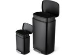 Pattumiera Da Cucina - Pattumiera A Pedale Da 30 Litri - Coperchio Con Chiusura Morbida - Resistente Alle Impronte Digitali - Acciaio Inox - Pedale - Nero