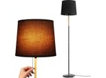 Lampada Da Terra Moderna - Lampada Da Terra E27 - Paralume In Tessuto - Legno E Metallo - Luce Alta E Bassa - Interruttore Rotante - 220 V Ac - Nero