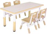 Tavolo Per Bambini Con 4 Sedie - Tavolo Da Gioco/Attività - Regolabile In Altezza - 120X60 Cm - Set Di 5 Pezzi - Composito Plastica-Legno - Giallo