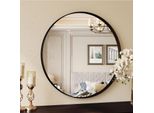 Specchio Da Bagno Rotondo - Specchio Da Parete 80 Cm - Ingrandimento - Vetro Con Cornice In Metallo - Design Moderno - Senza Illuminazione - Bianco
