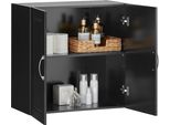 Armadietto A Muro - Mobile Da Bagno/Cucina - 2 Ante - Montaggio A Parete - Armadietto Per Medicinali - Necessario Il Montaggio - Nero