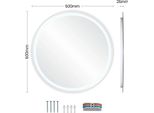 Specchio Da Bagno Con Illuminazione - Specchio Da Parete A Led - Rotondo 60 Cm - Senza Nebbia - Touch Dimmerabile - Cob Led - 3 Colori Di Luce - Giallo