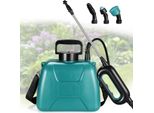 Irroratore A Pressione A Batteria - Irroratore Elettrico Per Piante 5 L - Batteria 7,4 V - Ricaricabile Via Usb - 3 Ugelli - Tracolla Regolabile - Plastica Abs - Verde