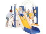 Scivolo Per Bambini Con Altalena - Scivolo Per Bambini - 3-In-1 Con Canestro, Portaoggetti, Arrampicata - Per 2-6 Anni - Plastica - Verde Oliva