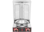 Doner Kebab/Shawarma Grill - Griglia A Gas Verticale - Rotazione Automatica - 2 Bruciatori - Manopola Rotante - Commerciale - Argento