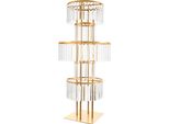 Decorazione Per Matrimonio - Portafiori/Vaso - 5 Livelli - Base Quadrata - Elementi Acrilici Appesi - Ferro E Acrilico - Oro