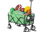 Carrello Pieghevole - Carrello Da Giardino/Trasporto - Portata 60 Kg - 4 Ruote, Maniglia Regolabile - Dimensioni 73×47×24 Cm - Struttura In Acciaio, Tessuto Oxford - Verde