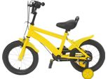 Bicicletta Per Bambini - Ruote Da 35 Cm - Con Rotelle - Freni A Disco - Telaio Acciaio Al Carbonio - Cerchi In Alluminio - Giallo