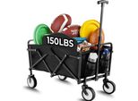 Carrello Pieghevole - Carrello Da Giardino/Trasporto - Portata 60 Kg - Ruote Girevoli A 360° - Maniglia Regolabile - 73×47×24 Cm - Bianco
