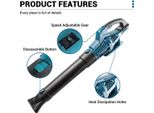 Soffiatore D'aria Senza Spazzole - Soffiatore A Mano - 6 Velocità - 8000-17000 Giri/Min - 22-40 M/S - Efficiente Dissipazione Del Calore - Leggero Ed Ergonomico - 1 Batteria Inclusa