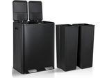 Cestino Doppio - Cestino A Pedale Con 2 Scomparti - Acciaio Inox - Filtro Antiodore Integrato - Cestino Interno Estraibile - 51X32X66 Cm - Nero