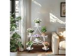 Portapiante - Scaffale Per Fiori - 6 Livelli - Metallo - Con Rotelle - Per Interni/Esterni, Soggiorno/Balcone - Bianco