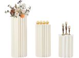 Colonna Pieghevole In Carta A Nido D'ape - Set Di Base A Cilindro - 3 Pezzi - Piatto In Pvc Ø30 Cm - Spessore 2 Mm - Espositore Per Torte E Fiori Per Matrimoni/Feste - Bianco
