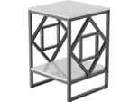 Tavolo In Marmo - Tavolino/Notte - Quadrato - Contenitore A 2 Livelli - Moderno E Minimalista - 40X40X58 Cm - Piano In Marmo Grigio Chiaro, Gambe Nere