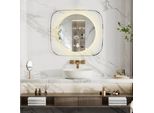 Specchio Da Bagno A Led - Montaggio A Parete - 80×70 Cm - Retroilluminato - Senza Nebbia - 3 Temperature Di Colore - Cornice In Alluminio - Trasparente