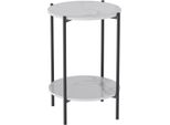 Tavolino Rotondo - Divano / Tavolino / Comodino - 2 Livelli - Ø 40,5 Cm - H 55 Cm - Struttura In Ferro - Moderno Minimalista - Con Ripiano - Nero