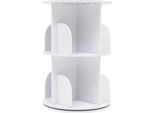 Libreria Girevole - Scaffale Da Terra A 2 Livelli - Ruotabile A 360° - Rotondo - 40×40×60 Cm - Portata 50 Kg - Pvc E Acciaio Zincato - Bianco