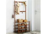 Mobili Da Ingresso - Appendiabiti Con Scarpiera - 8 Ganci - Legno - Moderno - Necessario Il Montaggio - Marrone