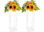 Portafiori Per Matrimonio - Colonna Geometrica In Acrilico - 100 Cm - Centrotavola, Portavasi - Trasparente