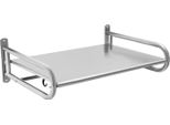Mensola Per Microonde - Mensola A Muro - Acciaio Inox - Con 6 Ganci - Portata 30 Kg - Dimensioni 53×38×18 Cm - Argento