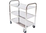 Carrello Da Cucina - Carrello Portavivande - 3 Ripiani - Acciaio Inox - 85×45×90 Cm - 4 Ruote Piroettanti - Necessario Il Montaggio - Argento