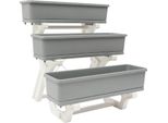 Letto Rialzato Verticale - Scaffale Per Piante A 3 Livelli - Design Rialzato - Con Vassoi Per Piante - Indipendente - Grigio Chiaro