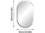 Specchio Da Parete Specchio Da Bagno - Ovale Lungo 50×80 Cm - Senza Cornice - Vetro Molato - Accessori Per Appendere Inclusi - Per Bagno/Disimpegno - Marrone